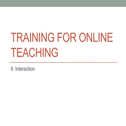 Interaction in online teaching