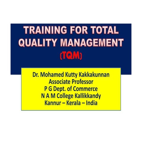 Training for total quality mamangement