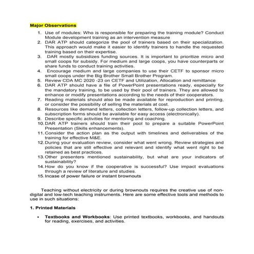 Training for Trainers DMMMSU Open University Batch 9 Comments- critiques-reco...