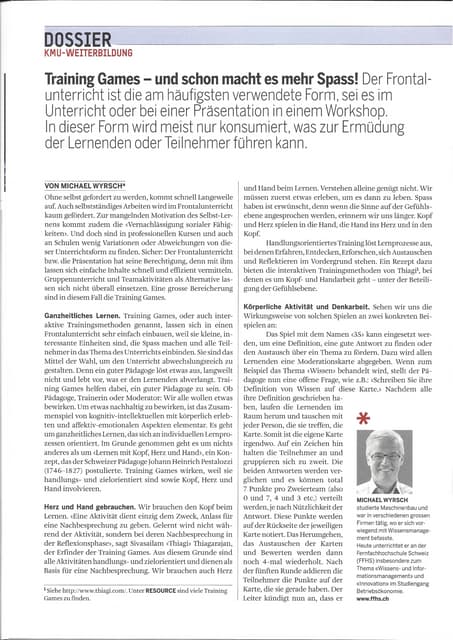 Training Games - und schon macht es mehr Spass!