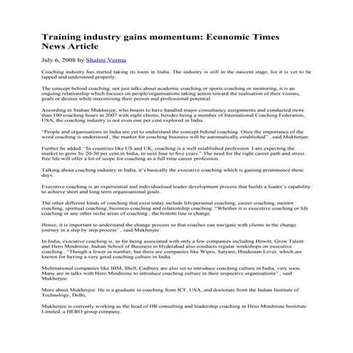 Training Industry Gains Momentum