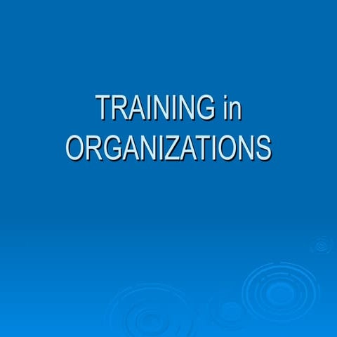 Training In Organizations