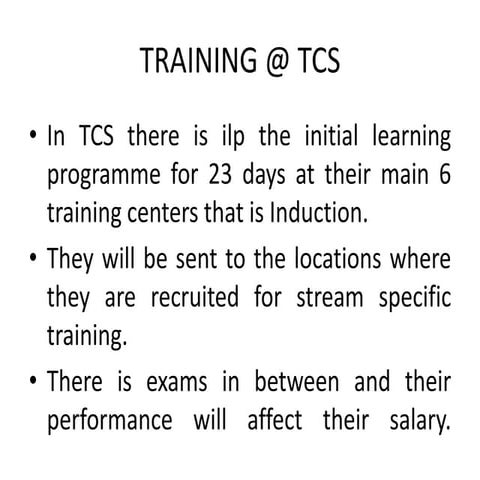 Training in tcs