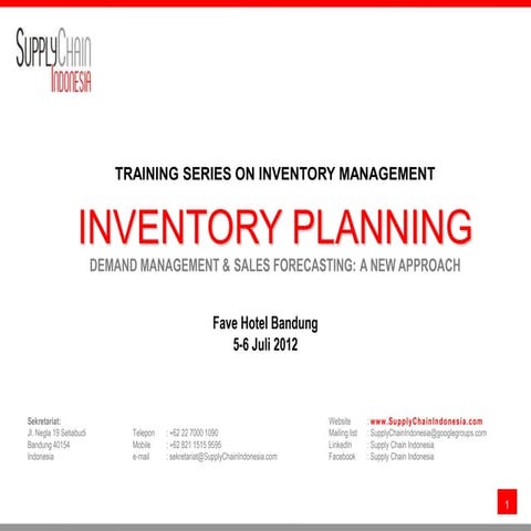 Inventory Planning, Demand Management& Sales Forecasting A New Approach