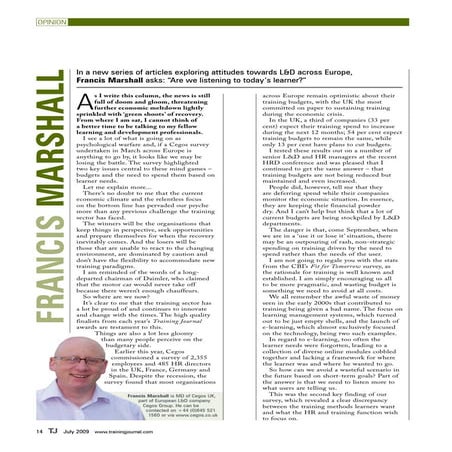 Training Journal (July 2009) Cegos Francis Marshall Column