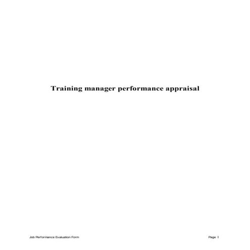 Training manager performance appraisal