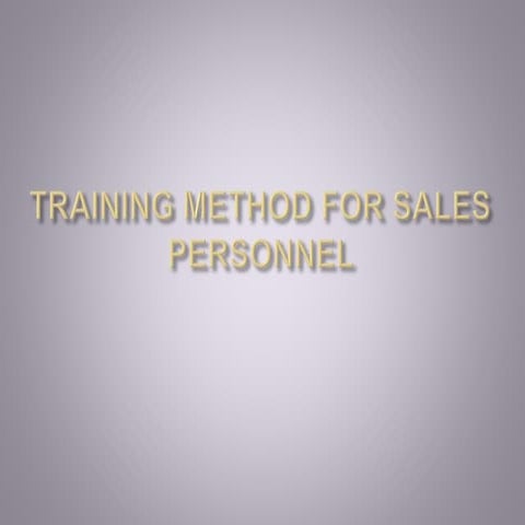 Training method for sales personnel