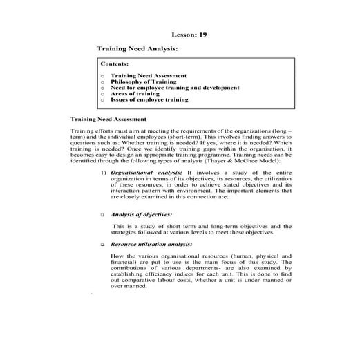 Training need analysis