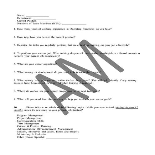 Training need analysis