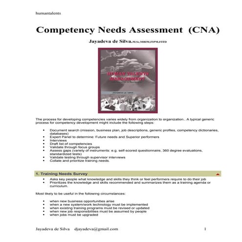 Comptency  Needs Assessment