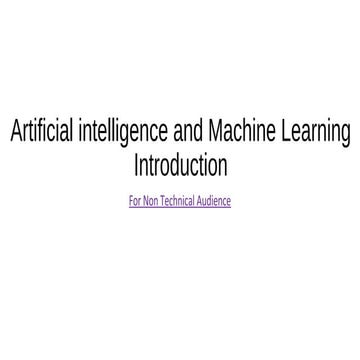AI and ML for non technical