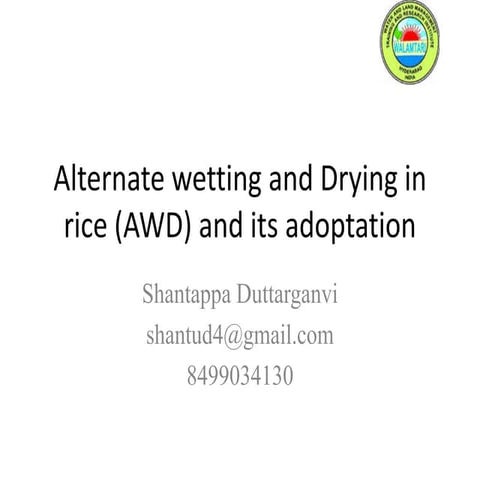Training on Alternate Wetting and Drying (awd) in rice