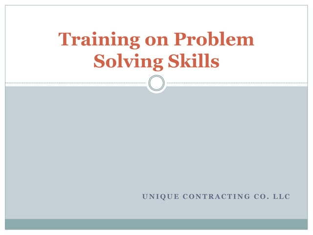 Training on Problem Solving Skills
