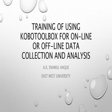 Training on using kobotoolbox for on line or off-line