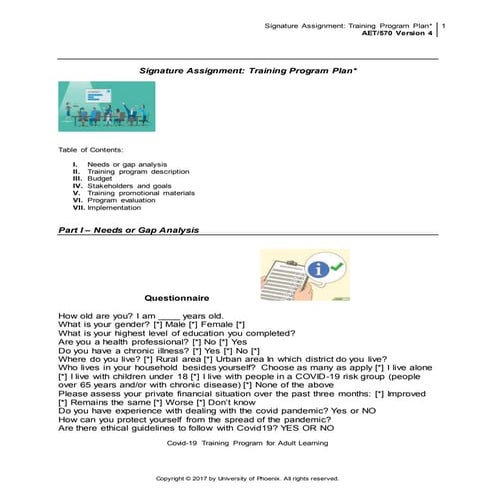 Training program week six last assignment