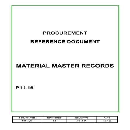 Training Reference Document Template