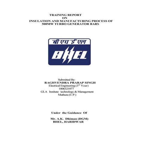 BHEL summer training report on ROLE OF CNC MACHINE IN MANUFACTURING OF ...