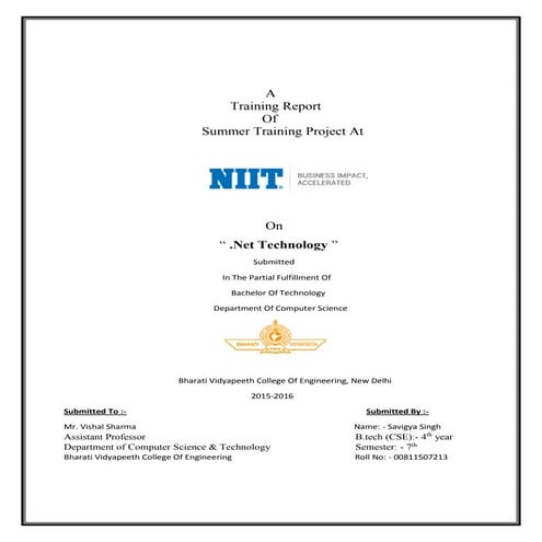 Summer Training Report