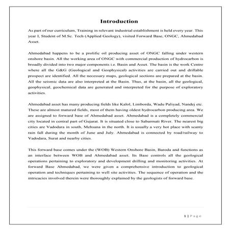 Training report of ONGC Ahmedabad