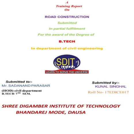 Training report of road construction