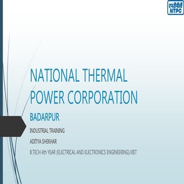 NTPC Badarpur Industrial Training Report
