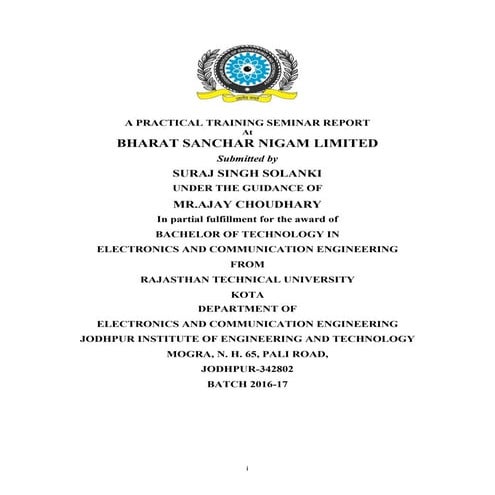 Training report on bsnl 