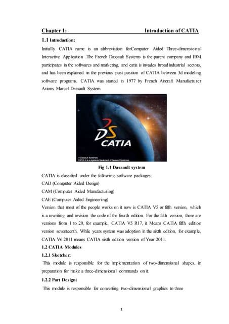 Training report on catia