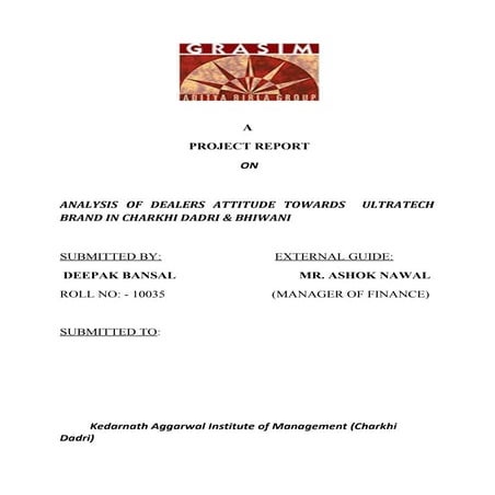 Training report on ultratech cement