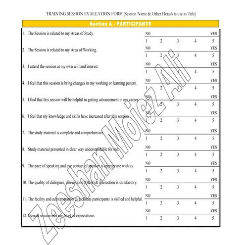 Training session evaluation form