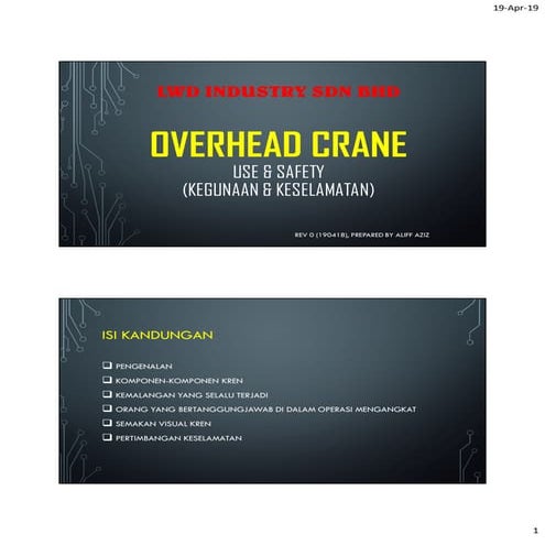 Overhead Crane (Use and Safety) Kegunaan & Keselamatan