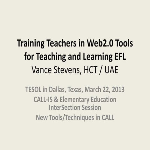 Training Teachers in Web2.0 Tools for Teaching and Learning EFL