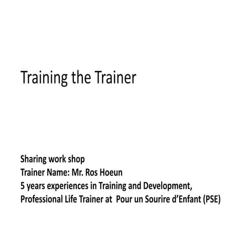 Training of Trainer