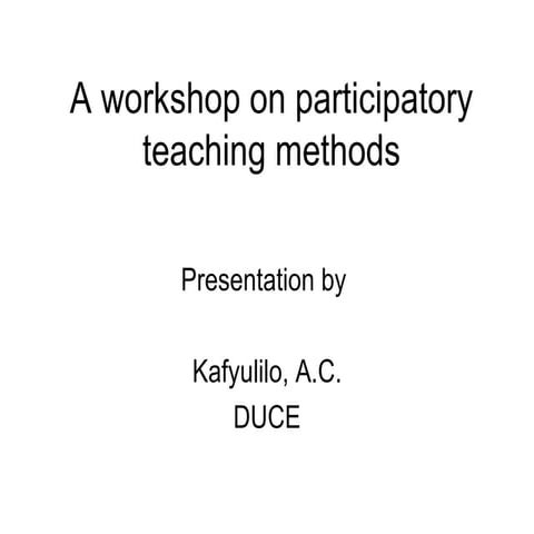 Training workshop for teachers on participatory teaching methods