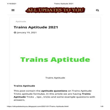 Trains Aptitude | PDF
