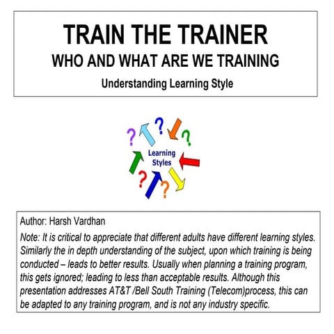 Train the trainer   what we are training and who we are training
