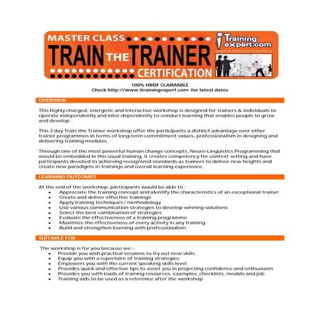 Train the trainer public program course brochure 2012 by i trainingexpert