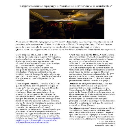 Trajet en double équipage : dormir en roulant