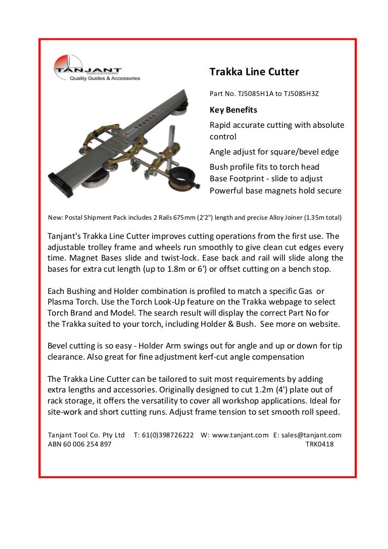 slide rack tool on Trakka Line Cutter Leaflet Tanjant Tools