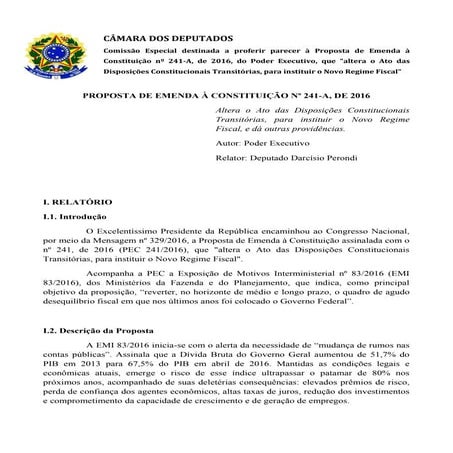 Leia a íntegra do substitutivo da PEC 241/2016 aprovada pela comissão na Câmara