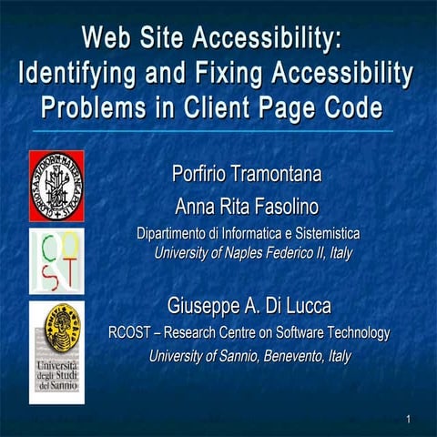 Web Site Accessibility: Identifying and Fixing Accessibility Problems in Clie...