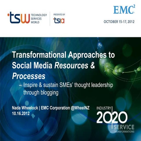 Tranformational approaches to social media resources and processes slide share