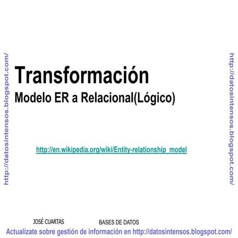 Transformar modelo entidad relacion a modelo logico