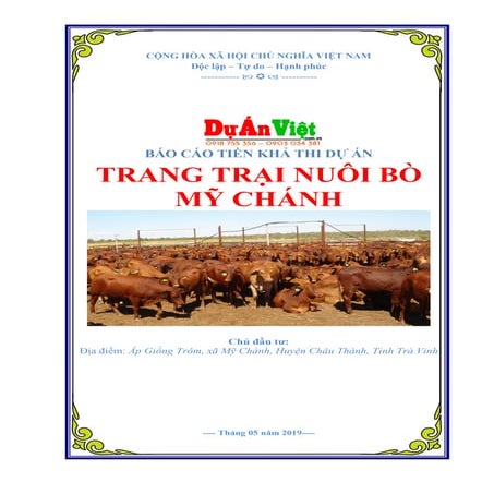 Thuyết minh dự án đầu tư Trang trại nuôi bò Mỹ Chánh tỉnh Trà Vinh | duanviet...