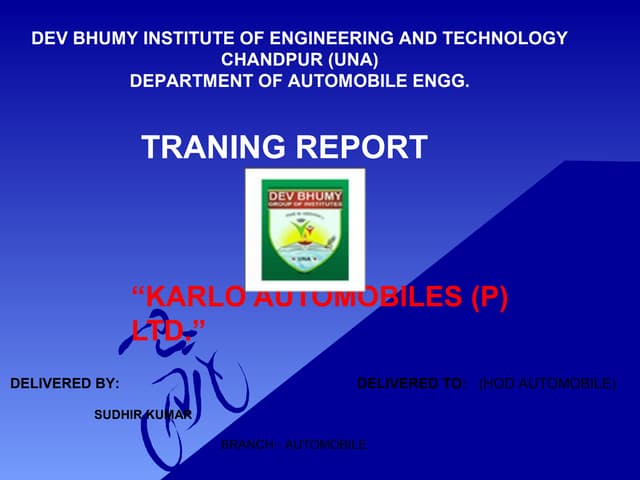 automobile workshop ppt Traning rep...