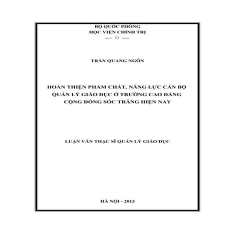 Đề tài: Phẩm chất, năng lực cán bộ quản lý giáo dục ở Sóc Trăng