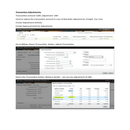 Transaction Adjustment Oracle cloud Receivables | DOCX
