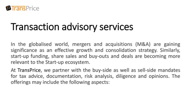 Transaction Advisory Services
