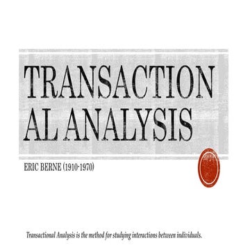 Transactional Analysis
