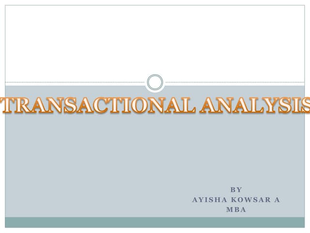 Transactional analysis