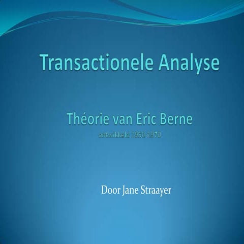 Transactionele Analyse - introductie | PPT